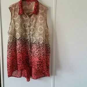 Pretty printed Button up tank top